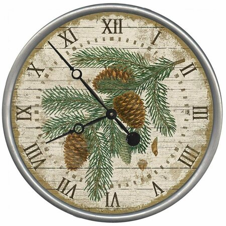 HOMEROOTS 15 in. Vintage Douglas Fir Pine Sprig Wall Clock 401597